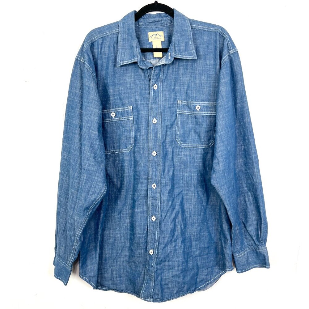 Blue Mountain Chambray Button Down Shirt Long Sleeve Blue Men's Size‎ XL Tall